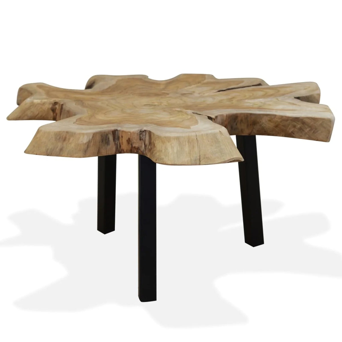 Dcenta Living Room Coffee Table with Genuine Teak Woodtop and Steel Legs, 31.4 x 27.5 x 14.9 Inches