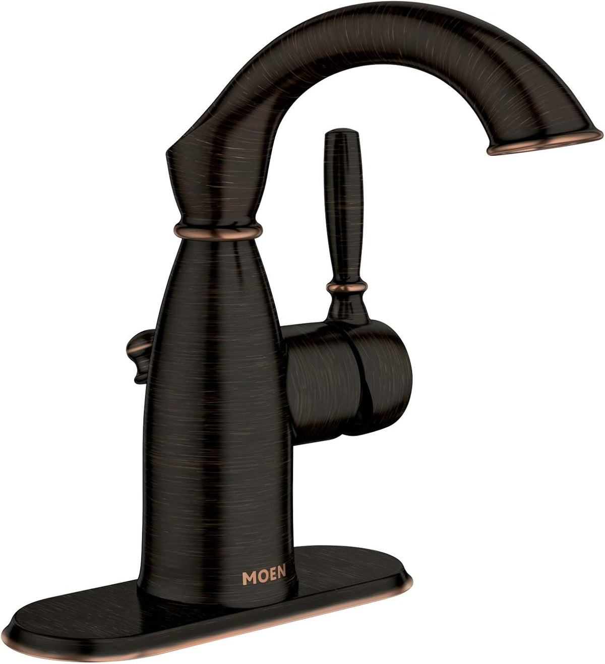 Moen Sarona 84144BRB Single-Hole Bathroom Faucet with One-Handle Design and Optional Deckplate, Mediterranean Bronze