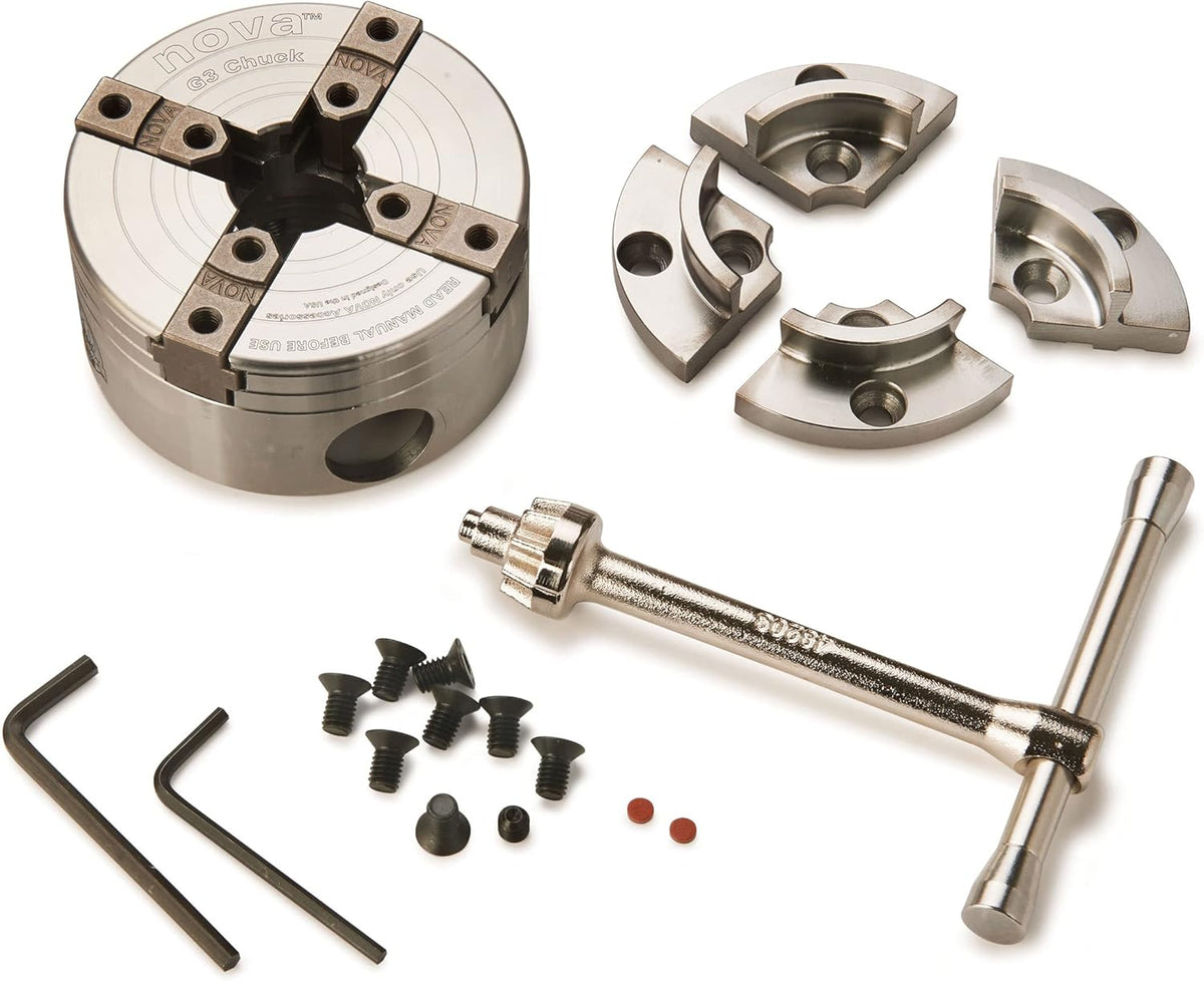 NOVA 48286 G3 Lite Woodturning Chuck with JS50N Jaw, Insert Type Requiring NOVA Adapter Insert for Lathe