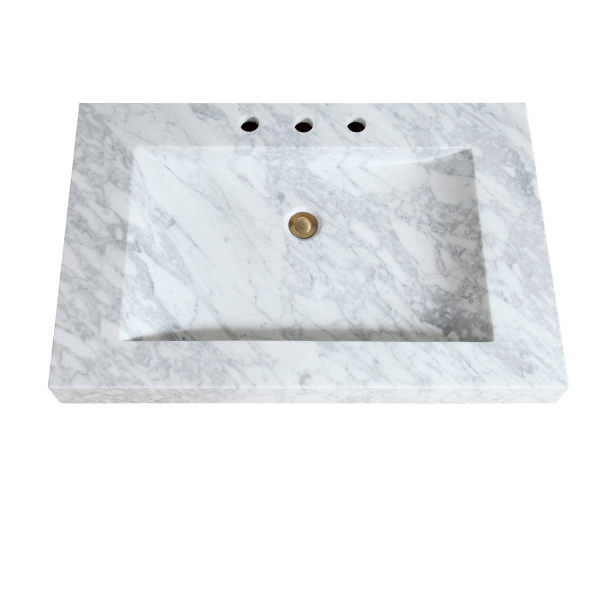 Avanity Carrara White Marble Integrated Sink Top, 33×22 Inches