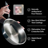 Titancore 10-Inch Pure Titanium Hammered Frying Pan, Naturally Nonstick 100% Titanium Cookware for All Stovetops with Minimum Oil, 10.23in, No Lid