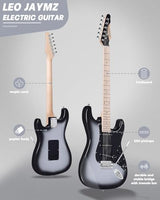 Leo Jaymz 39-Inch Full-Size ST-Style Electric Guitar Starter Kit with SSH Pickup, 5W Portable Amp, Tuner, Gig Bag, Strap and Accessories, Violet Ocean