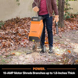 LawnMaster FD1503 15-Amp Electric Wood Chipper Shredder with 1.8-Inch Cutting Diameter and 14:1 Maximum Reduction