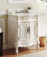 Ellenton 30.75-Inch Antique-Style Bathroom Vanity and Mirror Set, White, HF-080W-AW-BS-MIR