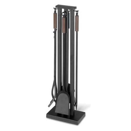 Pilgrim Hearth 5-Piece Fireplace Tool Set with Matte Black Finish and Burnished Bronze Handles