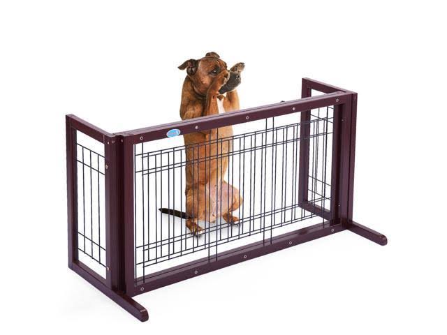 samnewrate Freestanding Adjustable Pet Gate for Dogs, Solid Wood Indoor Safety Gate