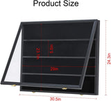 Black 35-Card Sports Trading Card Display Case with UV Protection, Clear View, Lockable Wall Cabinet and Baseball or Basketball Card Frame