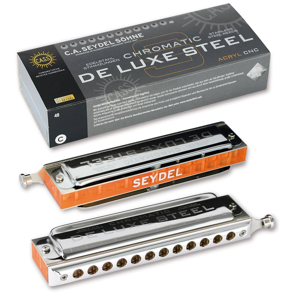 SEYDEL Chromatic Deluxe Steel Solo Harmonica in Low F