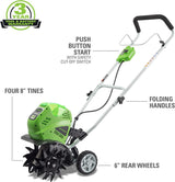 Greenworks 40V Cordless Tiller and Cultivator with 4.0Ah Battery and Charger, 10-Inch