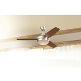 Harbor Breeze Beach Creek 44-Inch Ceiling Fan with LED Light, Brushed Nickel Finish, Remote, 3 Blades and Indoor Downrod or Flush-Mount Design
