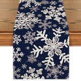Navy Blue Christmas Table Runner with Snowflake Design by Artoid Mode, 13 x 72 Inches, Winter Holiday Dining and Kitchen Decor