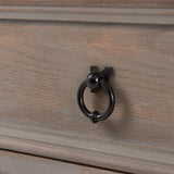 ClickDecor Thomas Antique Country-Style Dresser with 3 Drawers, Curved Legs and Black Ring Handles, Weathered Gray Wood Accent Furniture