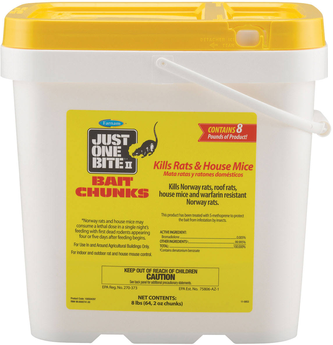 Farnam Just One Bite II Rodent Bait Chunks, 64 Count, 2 oz Each