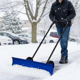 Outvita Wheeled Snow Plow Shovel with 29-Inch Wide by 18-Inch Long Blade, Adjustable Angle and Height, Padded Handle for Driveways and Pavement, Yellow