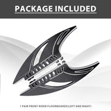 Chrome and Black Rear Passenger Foot Pegs for Harley-Davidson Touring, Street, Road King, Glide, Dyna, Sportster and Softail, CNC Edge-Cut Floorboard Mounts