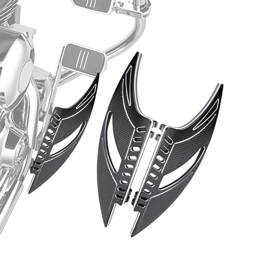 Chrome and Black Rear Passenger Foot Pegs for Harley-Davidson Touring, Street, Road King, Glide, Dyna, Sportster and Softail, CNC Edge-Cut Floorboard Mounts