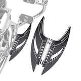 Chrome and Black Rear Passenger Foot Pegs for Harley-Davidson Touring, Street, Road King, Glide, Dyna, Sportster and Softail, CNC Edge-Cut Floorboard Mounts
