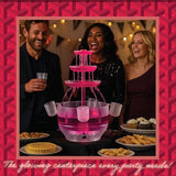 Kusini 1.5 Gal 3-Tier Drink Fountain with LED Base, Champagne Tower, Punch Bowl and 4 Reusable Cups for Soda, Juice, Mimosa and Pani Puri