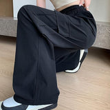 Womens High-Waisted Wide-Leg Cargo Sweatpants with Quick-Dry Stretch Fabric, Drawstring Waist and Baggy Y2K Streetwear Style