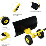 Outvita Wheeled Snow Plow Shovel with 29-Inch Wide by 18-Inch Long Blade, Adjustable Angle and Height, Padded Handle for Driveways and Pavement, Yellow