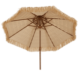 Autlaycil 9-Foot Thatched Tiki Umbrella with Double-Tier Solar LED Lights for Outdoor Pool, Patio and Beach Use