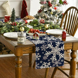 Navy Blue Christmas Table Runner with Snowflake Design by Artoid Mode, 13 x 72 Inches, Winter Holiday Dining and Kitchen Decor