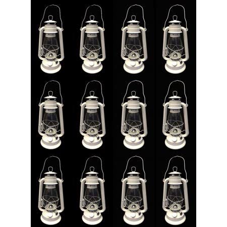 12-Piece Set of 12-Inch White Hurricane Kerosene Lanterns for Tabletop Decoration