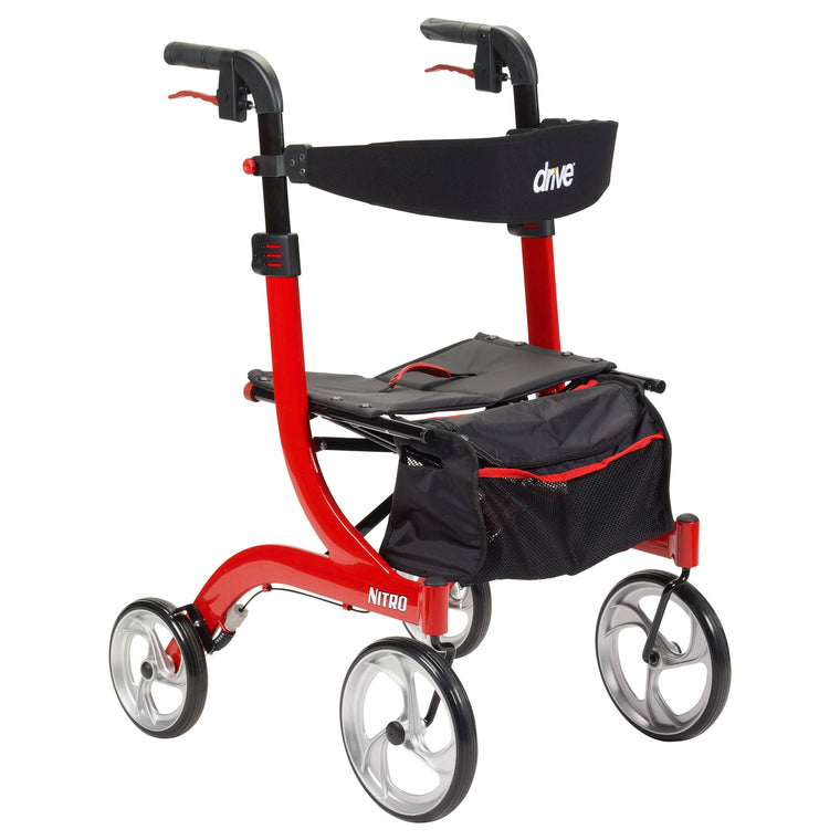 Drive Medical Nitro Euro-Style Rollator Walker in Red