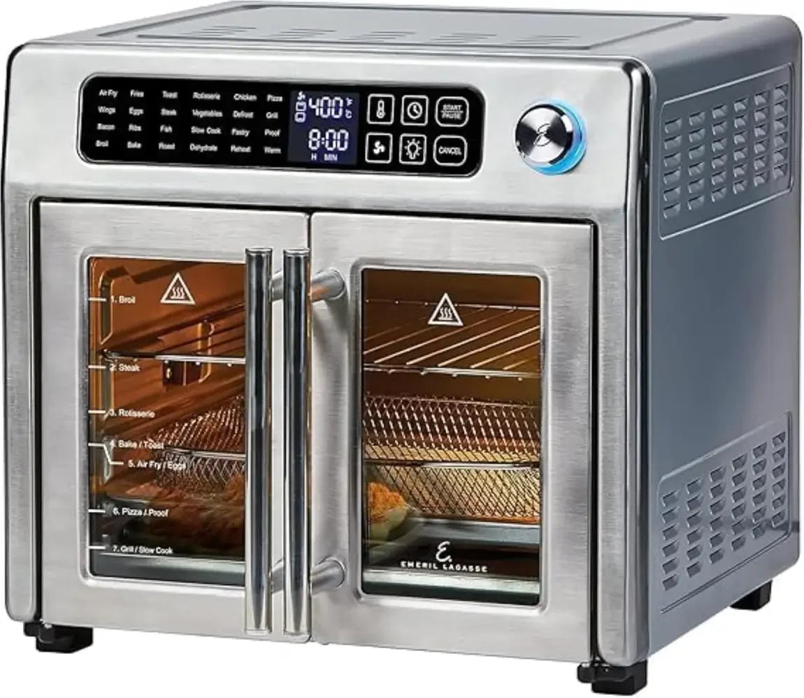 Emeril Lagasse 26 QT Extra-Large Air Fryer Toaster Oven, with Convection Cooking, French Doors & Stainless Steel Finish