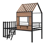 Harper & Bright Designs Twin Low Loft House Bed with Roof, Window, Guardrail and Ladder, Metal Kids Frame for Girls and Boys, White