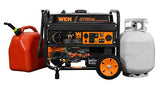 WEN DF475T Dual-Fuel Portable Generator with 4750-Watt Output, 120V/240V Power, Electric Start and Wheel Kit
