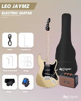 Leo Jaymz 39-Inch Full-Size ST-Style Electric Guitar Starter Kit with SSH Pickup, 5W Portable Amp, Tuner, Gig Bag, Strap and Accessories, Violet Ocean