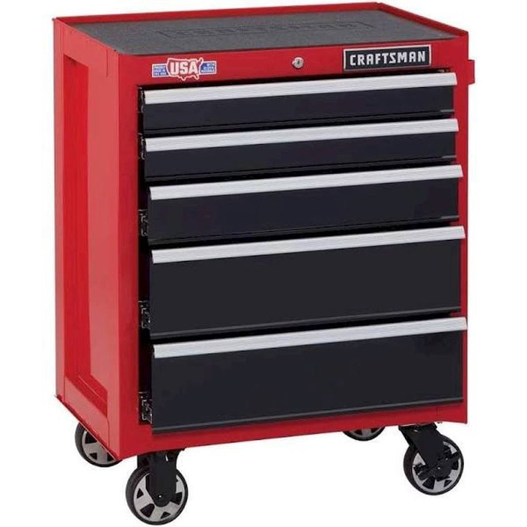 Craftsman 2000 Series Red Rolling Tool Cabinet with 5 Steel Drawers, 26.5-Inch W x 34-Inch H, CMST22752RB