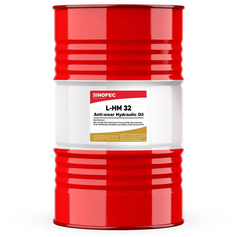 Sinopec AW 32 Hydraulic Oil Fluid in a 55 Gallon Drum, ISO VG 32, SAE 10W