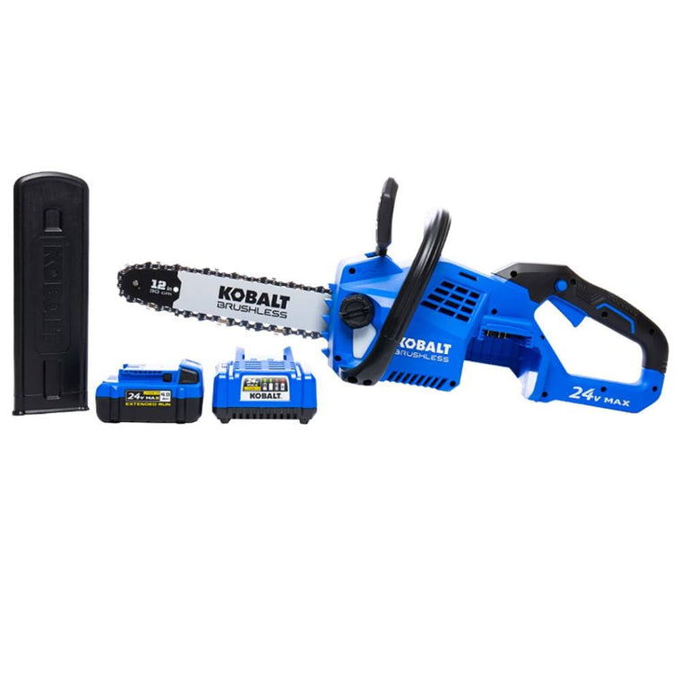 Kobalt KCS 1224A-03 Cordless Electric Chainsaw, 12-Inch Cutting Bar with 24-Volt Lithium-Ion Battery Included