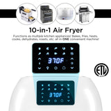 16.9qt Family-Size Air Fryer Countertop Oven with 10-in-1 Cooking Functions, 1800W Rotisserie and Dehydrator, White