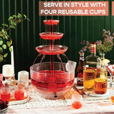 Kusini 1.5 Gal 3-Tier Drink Fountain with LED Base, Champagne Tower, Punch Bowl and 4 Reusable Cups for Soda, Juice, Mimosa and Pani Puri