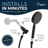 HammerHead Showers Oil Rubbed Bronze Handheld Shower Head with 6ft Hose, Brass Holder, Adjustable Bracket, Detachable Wand, and 1.75 GPM Low-Flow Water Saving Design