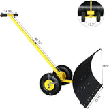 Outvita Wheeled Snow Plow Shovel with 29-Inch Wide by 18-Inch Long Blade, Adjustable Angle and Height, Padded Handle for Driveways and Pavement, Yellow