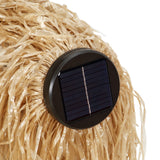 Autlaycil 9-Foot Thatched Tiki Umbrella with Double-Tier Solar LED Lights for Outdoor Pool, Patio and Beach Use