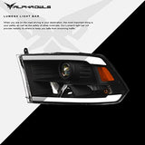 Alpha Owls 8710401 Crystal Headlights with Switchback Sequential LED Light Bar and Startup Light, Black and Amber, Fits 2009-2018 Dodge Ram 1500, 2500 and 3500 and 2019-2023 Classic Halogen Models