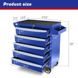 Rolling Metal Tool Chest with 5 Lockable Drawers, Mobile Garage Storage Cabinet on Wheels for Workshop, Warehouse or Repair Shop