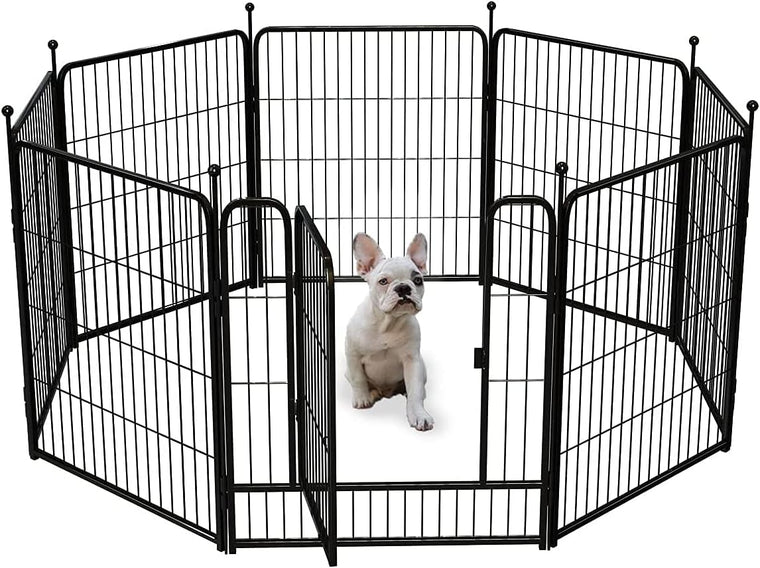 FXW Indoor and Outdoor Dog Playpen with Gate, 8/32 Panels and 32 Height, Portable Pet Fence for Small, Medium and Large Dogs, Puppies, RV Camping and Yard Use