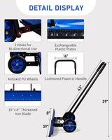 Outvita Wheeled Snow Plow Shovel with 29-Inch Wide by 18-Inch Long Blade, Adjustable Angle and Height, Padded Handle for Driveways and Pavement, Yellow