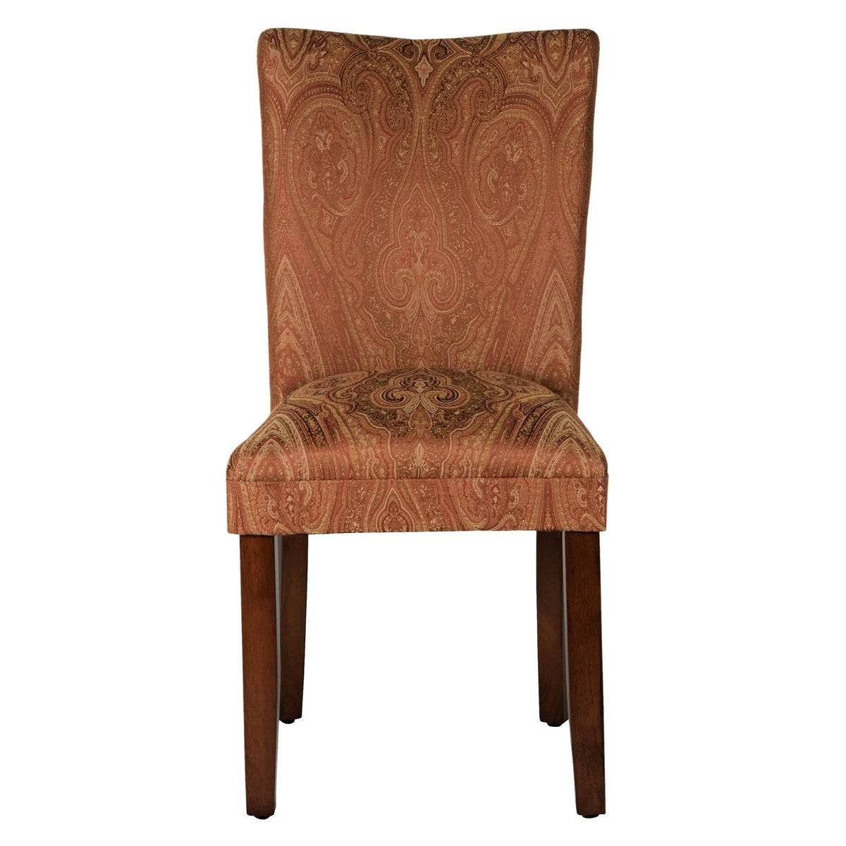 HomePop Parsons Dining Chair with Red and Gold Damask Upholstery