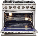 Capriasca Titanium Professional 36-Inch Freestanding Gas Range