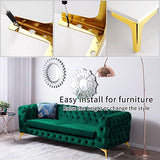 Set of 4 Gold Metal Diamond Triangle Furniture Legs, 7 / 17.5cm, DIY Replacement Feet for Cabinets, Cupboards, Sofas, Tables and Chairs