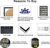 Black 35-Card Sports Trading Card Display Case with UV Protection, Clear View, Lockable Wall Cabinet and Baseball or Basketball Card Frame