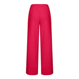 Womens Loose Wide-Leg Harem Pants in Cotton Linen, Solid-Color Summer Design with Pockets and Comfortable Sweatpant Styling