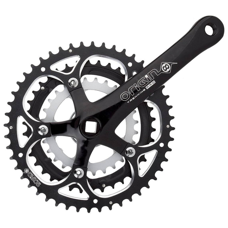 Origin8 P-fit Trekking Bicycle Crankset with 175mm Arms and 48/38/28T Chainrings, Black, Square Taper
